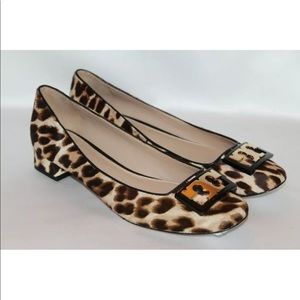 Tory Burch leopard calf hair logo pumps heels